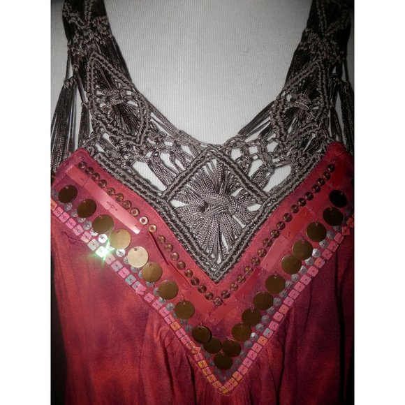 FREE PEOPLE Top Tank Medium Pink Macrame - Picture 2 of 5